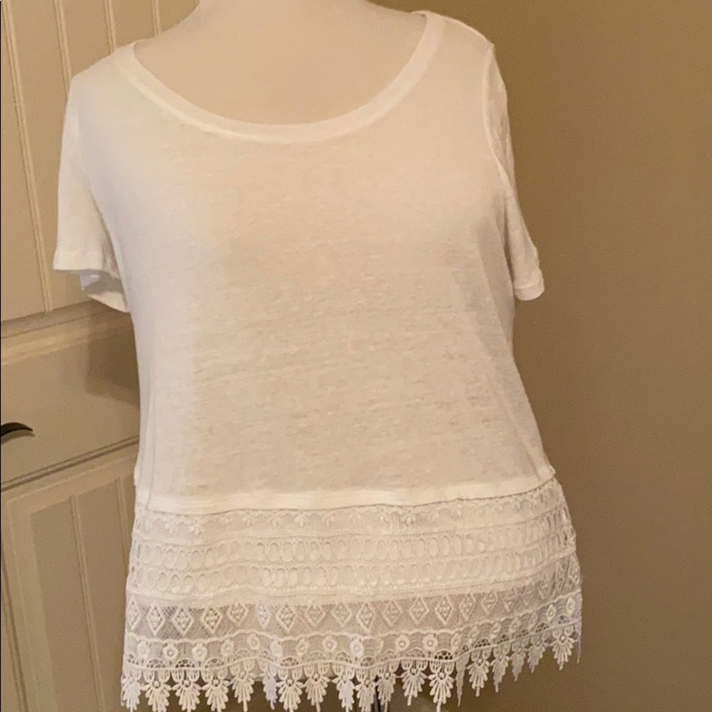 Lane Bryant Scoop Neck Tee with Lace Bottom, 14/16